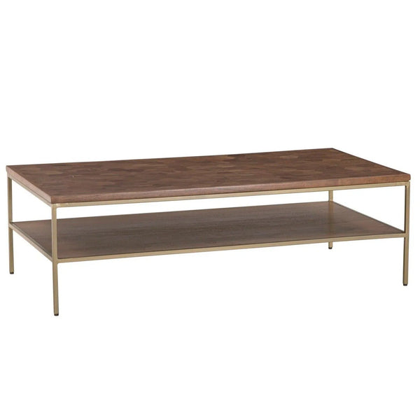 Rustic Rectangle Brown Coffee Table Wood Top With Base Coffee Tables LOOMLAN By LHIMPORTS
