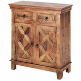 Rustic Wood 2 Drawer 2 Door Accent Cabinet Rustic X Collection Accent Cabinets LOOMLAN By LOOMLAN