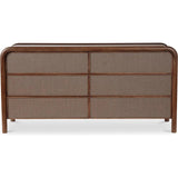 Rye Wood Warm Brown 6 Drawer Dresser