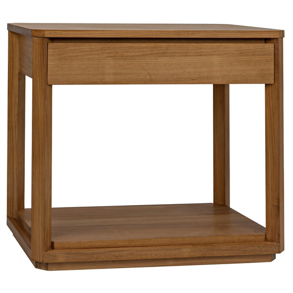 SL11 Teak Wood Rectangle Side Table-Side Tables-Noir-LOOMLAN