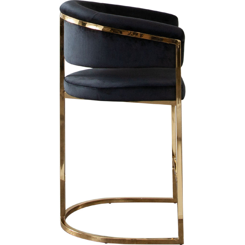 Solstice Counter Height Chair in Black Velvet with Polished Gold Metal Frame