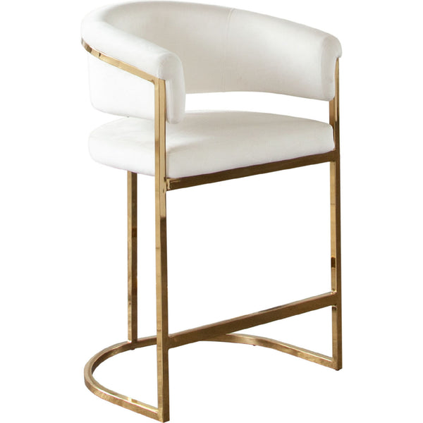 Solstice Counter Height Chair in Cream Velvet with Polished Gold Metal Frame
