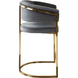 Solstice Counter Height Chair in Grey Velvet with Polished Gold Metal Frame