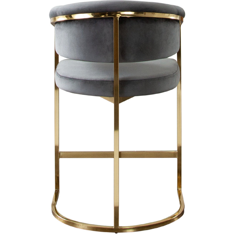 Solstice Counter Height Chair in Grey Velvet with Polished Gold Metal Frame