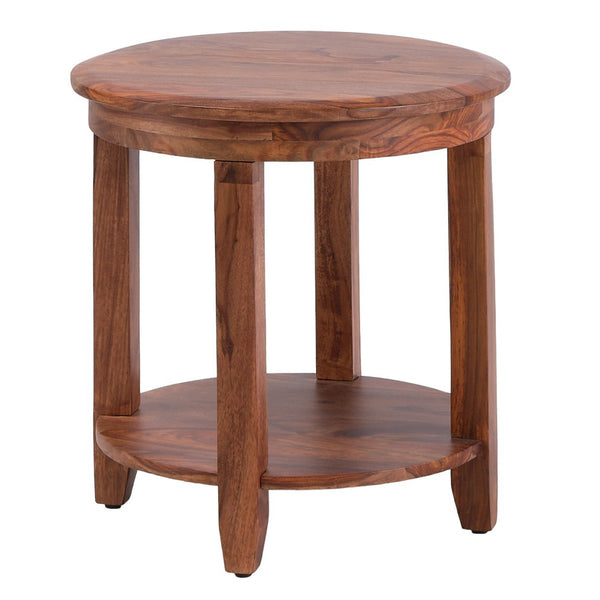 Geri Reddish Brown Wood Round Side Table