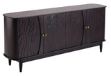 Ravina Sleek Black Wood Finished 4 Door Sideboard