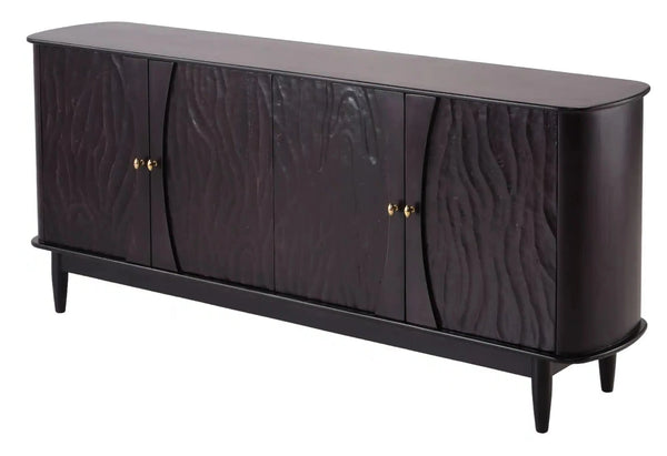 Ravina Sleek Black Wood Finished 4 Door Sideboard