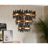 Icarus Brushed Gold Aluminum Banded Chandelier