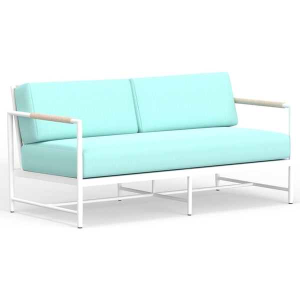 Sabbia Sunbrella Outdoor Loveseat-Outdoor Sofas & Loveseats-Sunset West-Dupione Celeste-LOOMLAN