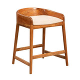 Saddle Linen Upholstered Counter Stool