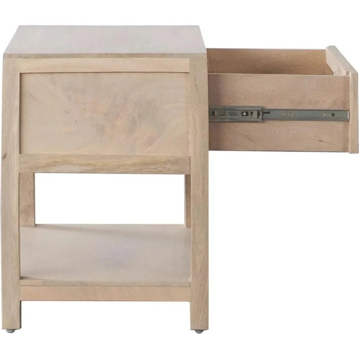 Mango Wood Accent Table with Drawer & Cane Front | LOOMLAN