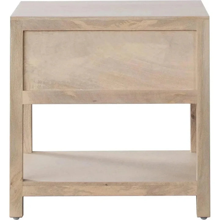 Mango Wood Accent Table with Drawer & Cane Front | LOOMLAN