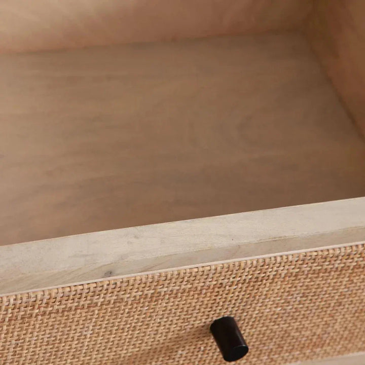Mango Wood Accent Table with Drawer & Cane Front | LOOMLAN