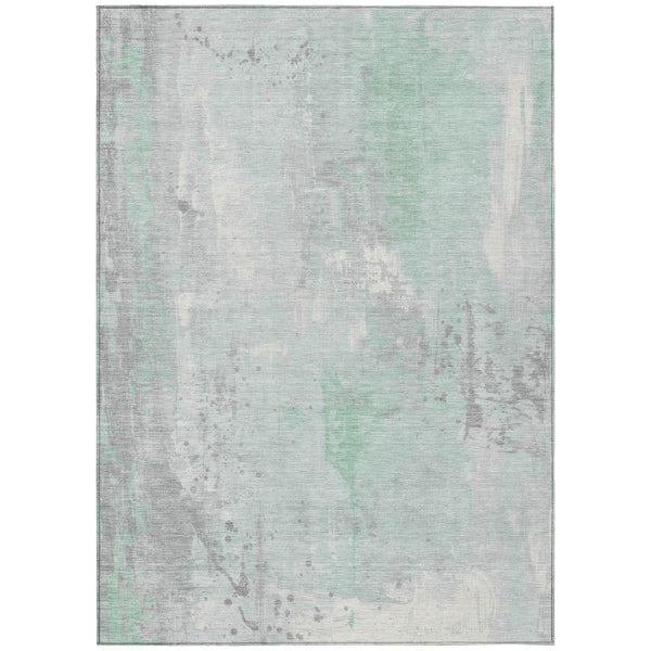 Saelion Green Washable Indoor-Outdoor Rug