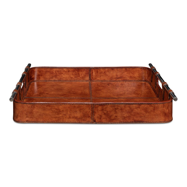 Safari Leather Tray Home Accessories-Trays-Sarreid-LOOMLAN