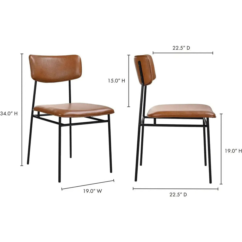 Sailor Leather Armless Dining Chair Set of 2-Dining Chairs-Moe's Home-LOOMLAN