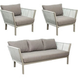 Saint Helena 3 Piece Lounge Set - Light Gray Outdoor-Outdoor Lounge Sets-Seasonal Living-LOOMLAN