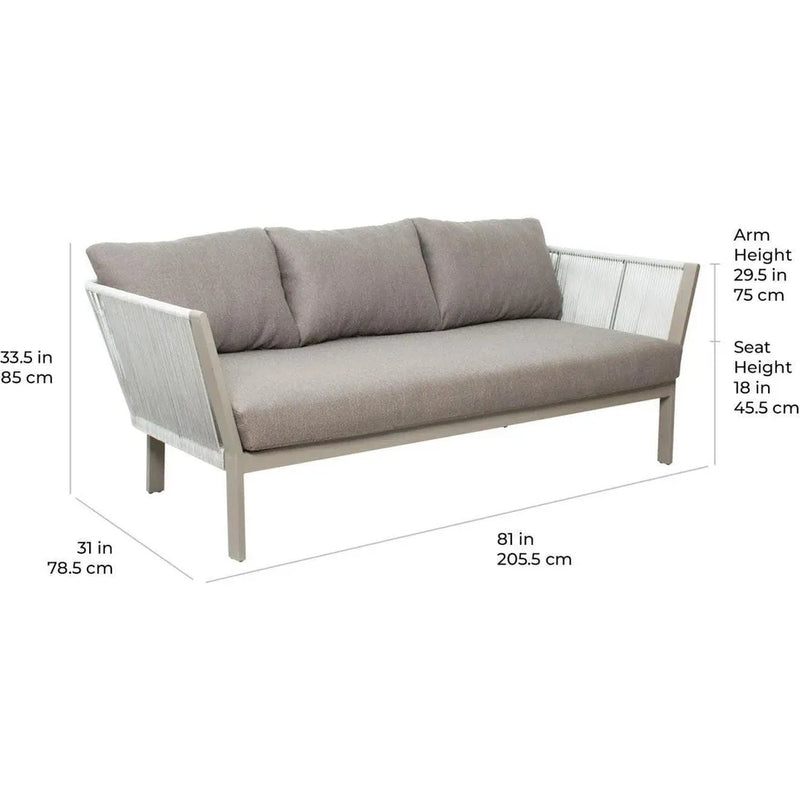 Saint Helena 3 Seat Sofa - Light Gray Outdoor