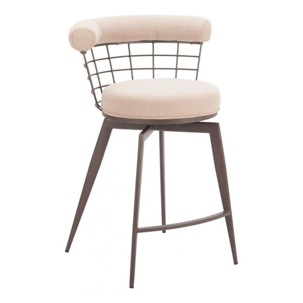 Saku Textured Fabric Swivel Counter Stool