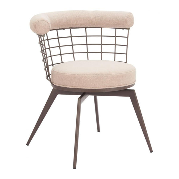 Saku Textured Fabric Swivel Dining Chair