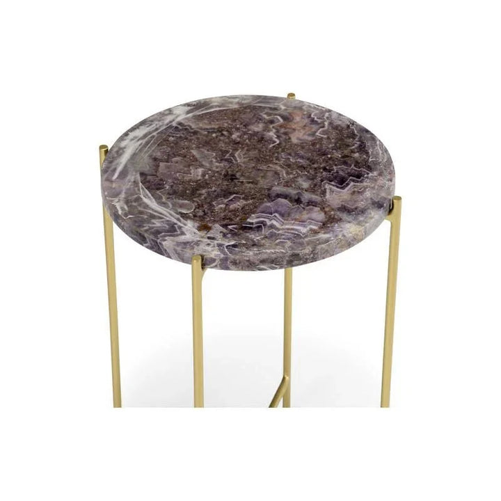 Salina Purple Stone Top Round Accent Table - LOOMLAN - Wildwood - Side Tables