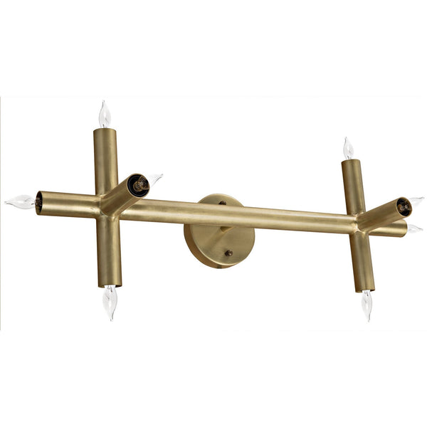 Salome Metal Sconce With Brass Finish-Wall Sconces-Noir-LOOMLAN