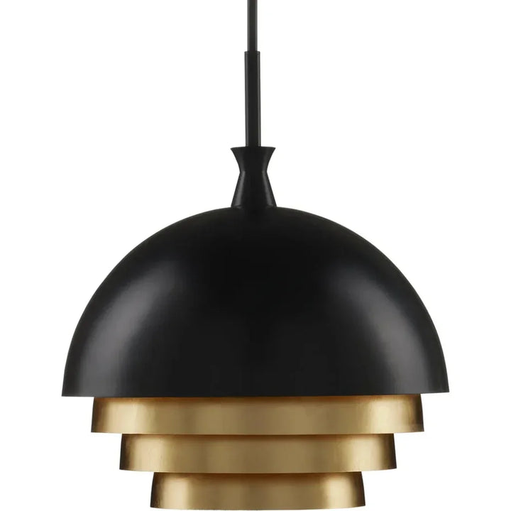 Salviati Large Black & Gold Pendant - LOOMLAN - Currey & Co - Pendants