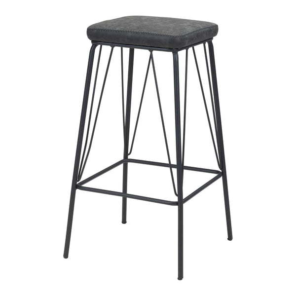 Samuel Counter Stool (Set of 2) Vintage Black Counter Stools LOOMLAN By Zuo Modern