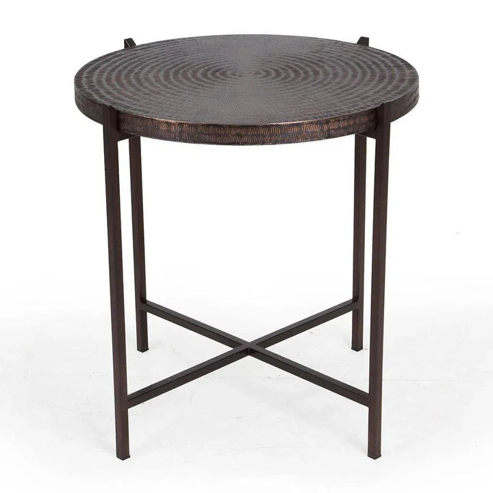 Sanskrit Bronze Plated Steel Round End Table - LOOMLAN - Urbia - Side Tables