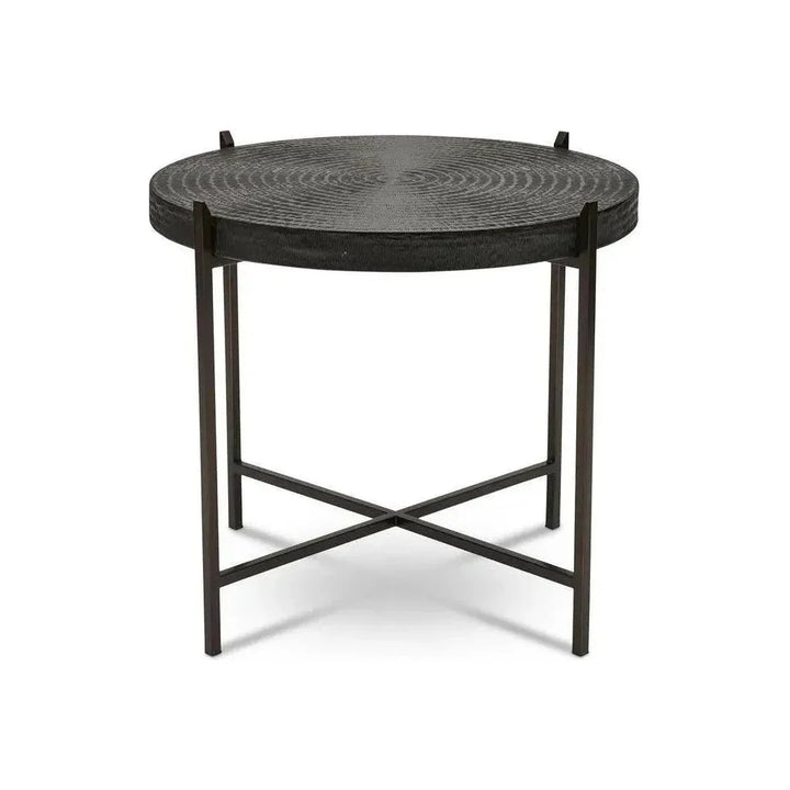 Sanskrit Bronze Plated Steel Round End Table - LOOMLAN - Urbia - Side Tables