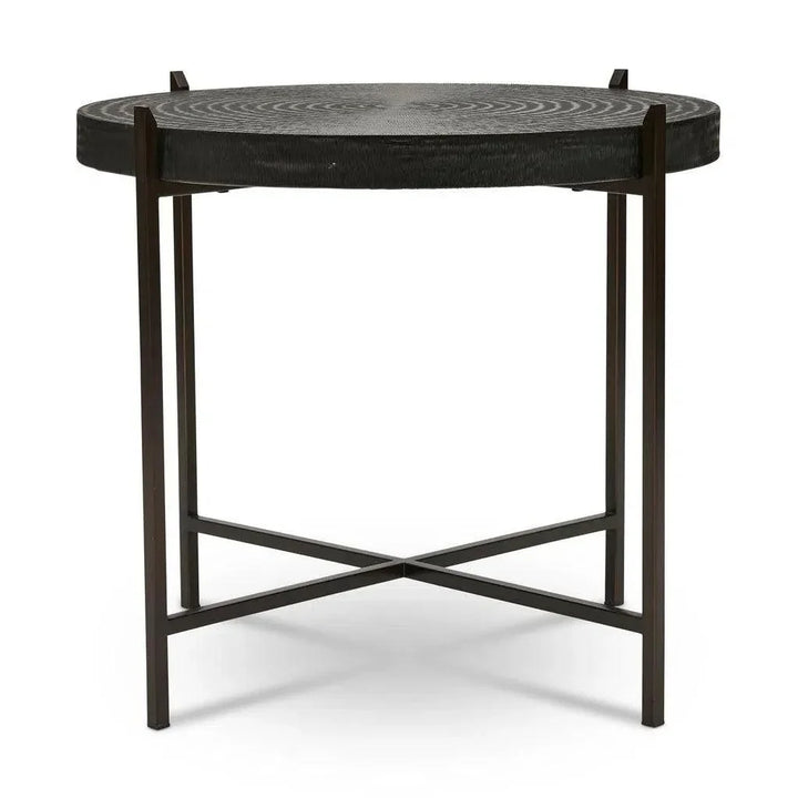 Sanskrit Bronze Plated Steel Round End Table - LOOMLAN - Urbia - Side Tables