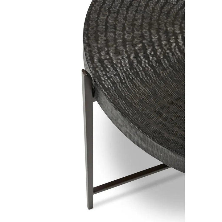 Sanskrit Bronze Plated Steel Round End Table - LOOMLAN - Urbia - Side Tables