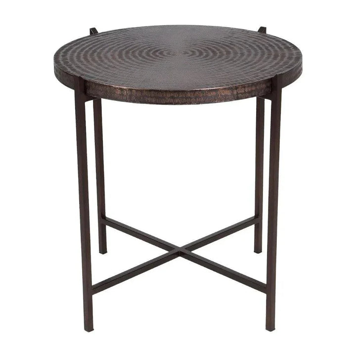 Sanskrit Bronze Plated Steel Round End Table - LOOMLAN - Urbia - Side Tables