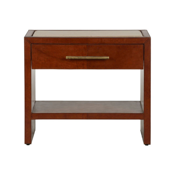 Santino Leather Covered Brown Nightstand-Nightstands-Chelsea House-LOOMLAN