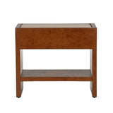 Santino Leather Covered Brown Nightstand-Nightstands-Chelsea House-LOOMLAN