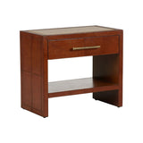 Santino Leather Covered Brown Nightstand-Nightstands-Chelsea House-LOOMLAN