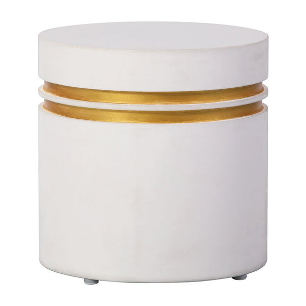 Santori Double Ring Accent Table Short - White Outdoor End table-Outdoor Side Tables-Seasonal Living-LOOMLAN