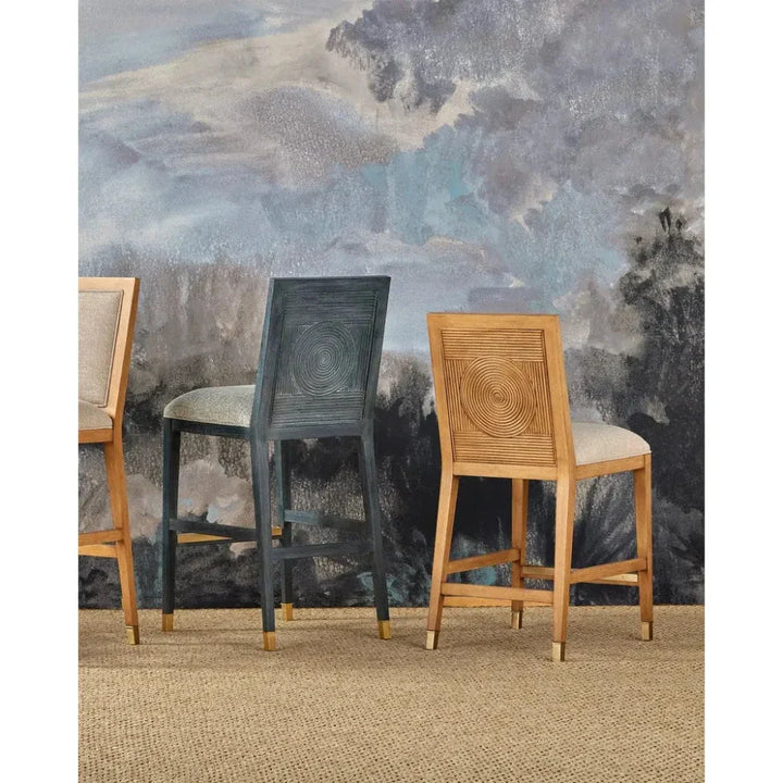 Santos Sea Sand& Rattan Beige Counter Stool - LOOMLAN - Currey & Co - Counter Stools