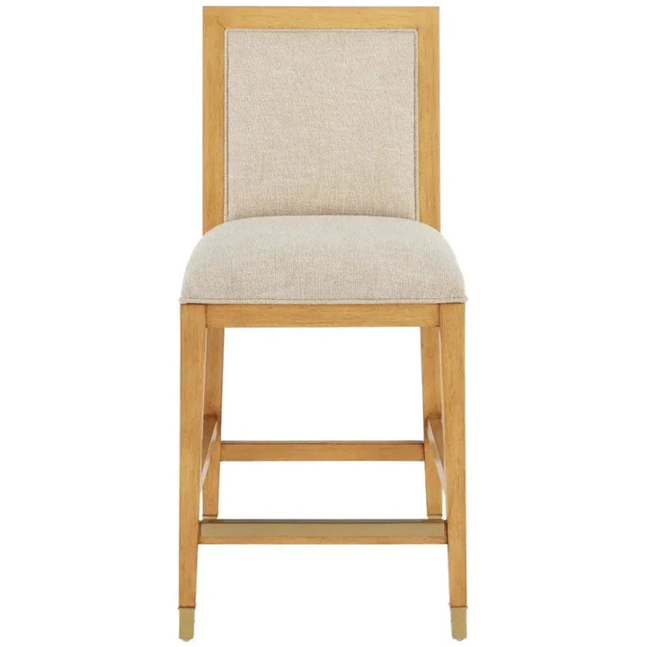 Santos Sea Sand& Rattan Beige Counter Stool - LOOMLAN - Currey & Co - Counter Stools