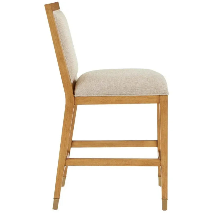 Santos Sea Sand& Rattan Beige Counter Stool - LOOMLAN - Currey & Co - Counter Stools