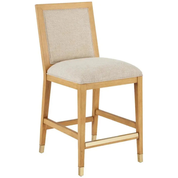 Santos Sea Sand& Rattan Beige Counter Stool - LOOMLAN - Currey & Co - Counter Stools
