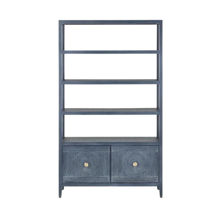 Santos Vintage Navy Storage Etagere - LOOMLAN - Currey & Co - Etageres