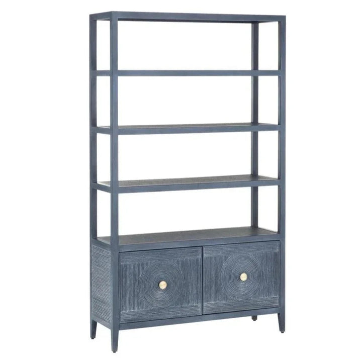 Santos Vintage Navy Storage Etagere - LOOMLAN - Currey & Co - Etageres