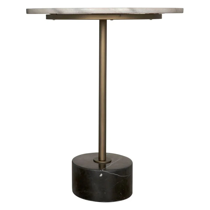 Santosha Marble Top Round Side Table - LOOMLAN - Noir - Side Tables