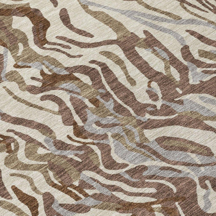 Saphara Brown Washable Indoor-Outdoor Rug-Outdoor Rugs-LOOMLAN Rugs-LOOMLAN