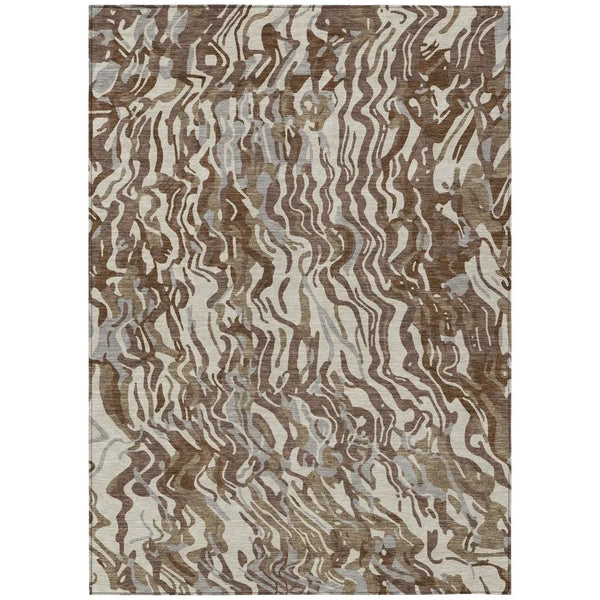 Saphara Brown Washable Indoor-Outdoor Rug-Outdoor Rugs-LOOMLAN Rugs-2'6" x 3'10"-LOOMLAN