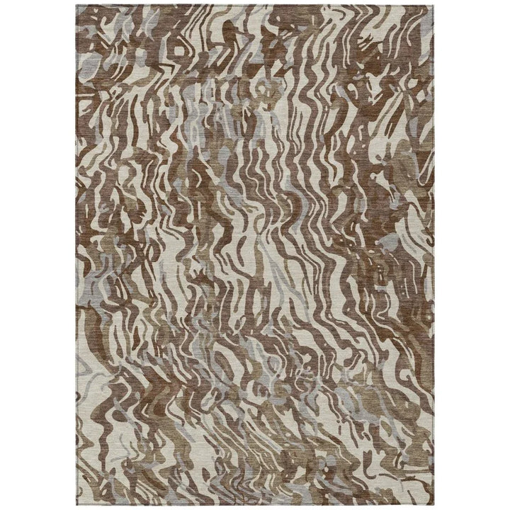 Saphara Brown Washable Indoor-Outdoor Rug-Outdoor Rugs-LOOMLAN Rugs-2'6" x 3'10"-LOOMLAN