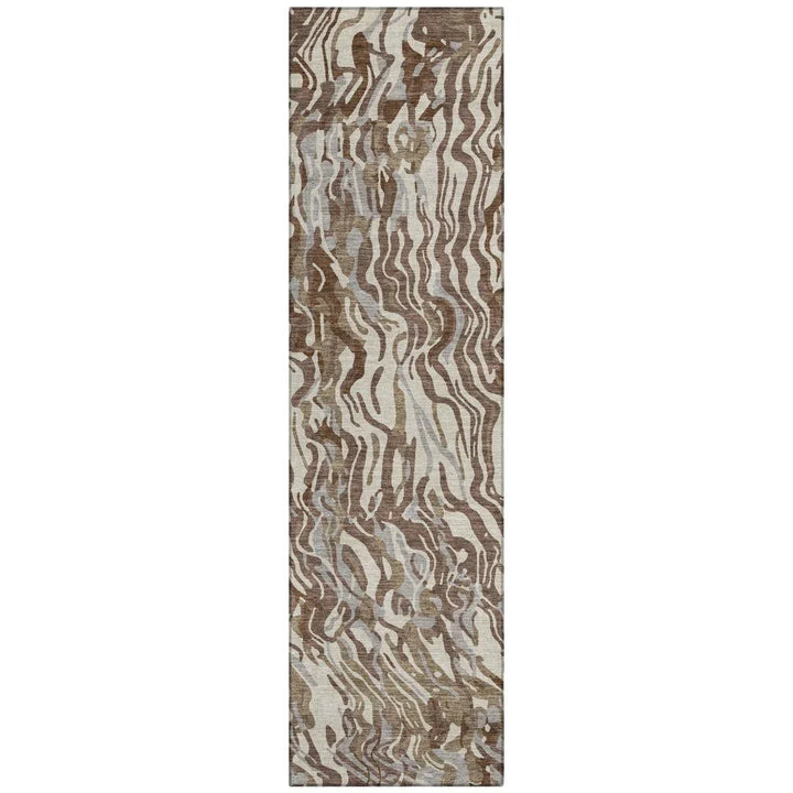Saphara Brown Washable Indoor-Outdoor Rug-Outdoor Rugs-LOOMLAN Rugs-2'3" x 7'6"-LOOMLAN