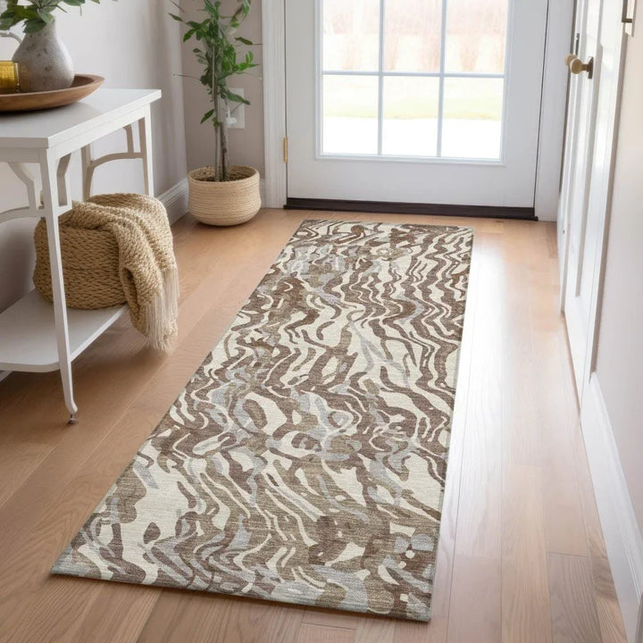 Saphara Brown Washable Indoor-Outdoor Rug-Outdoor Rugs-LOOMLAN Rugs-LOOMLAN