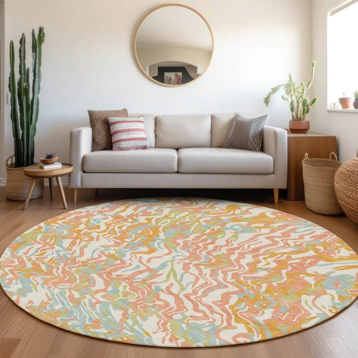 Saphara Orange Washable Indoor-Outdoor Rug-Outdoor Rugs-LOOMLAN Rugs-LOOMLAN